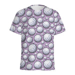 Purple And White Volleyball Print Men's Sports T-Shirt