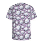 Purple And White Volleyball Print Men's Sports T-Shirt