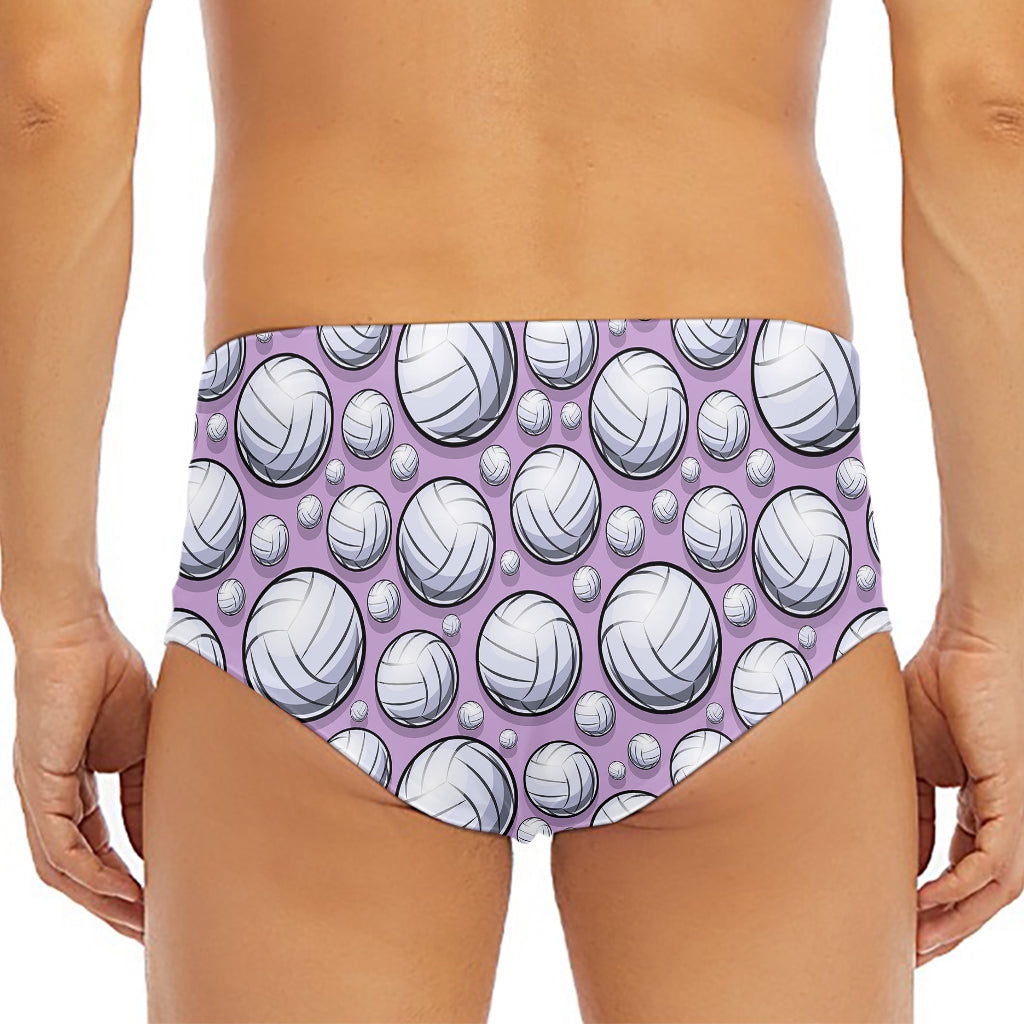 Purple And White Volleyball Print Men's Triangle Swim Briefs