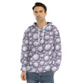 Purple And White Volleyball Print Men's Velvet Pullover Hoodie