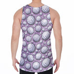 Purple And White Volleyball Print Men's Velvet Tank Top