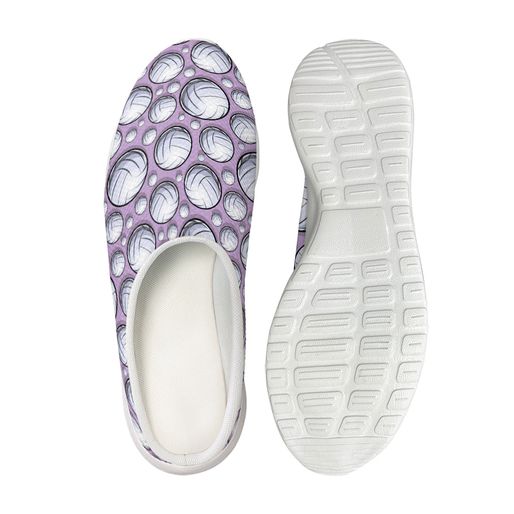 Purple And White Volleyball Print Mesh Casual Shoes