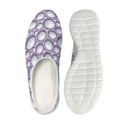 Purple And White Volleyball Print Mesh Casual Shoes