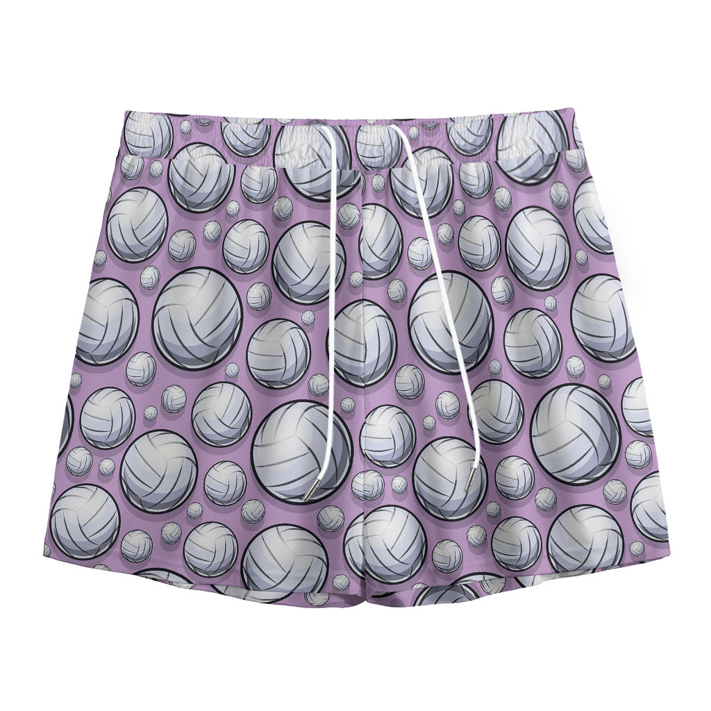 Purple And White Volleyball Print Mesh Shorts