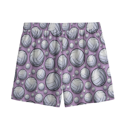 Purple And White Volleyball Print Mesh Shorts