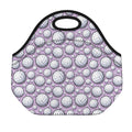 Purple And White Volleyball Print Neoprene Lunch Bag