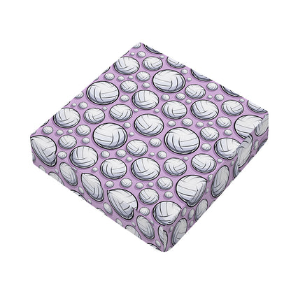 Purple And White Volleyball Print Outdoor Seat Cushion Cover