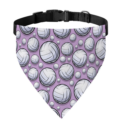 Purple And White Volleyball Print Over The Collar Dog Bandana