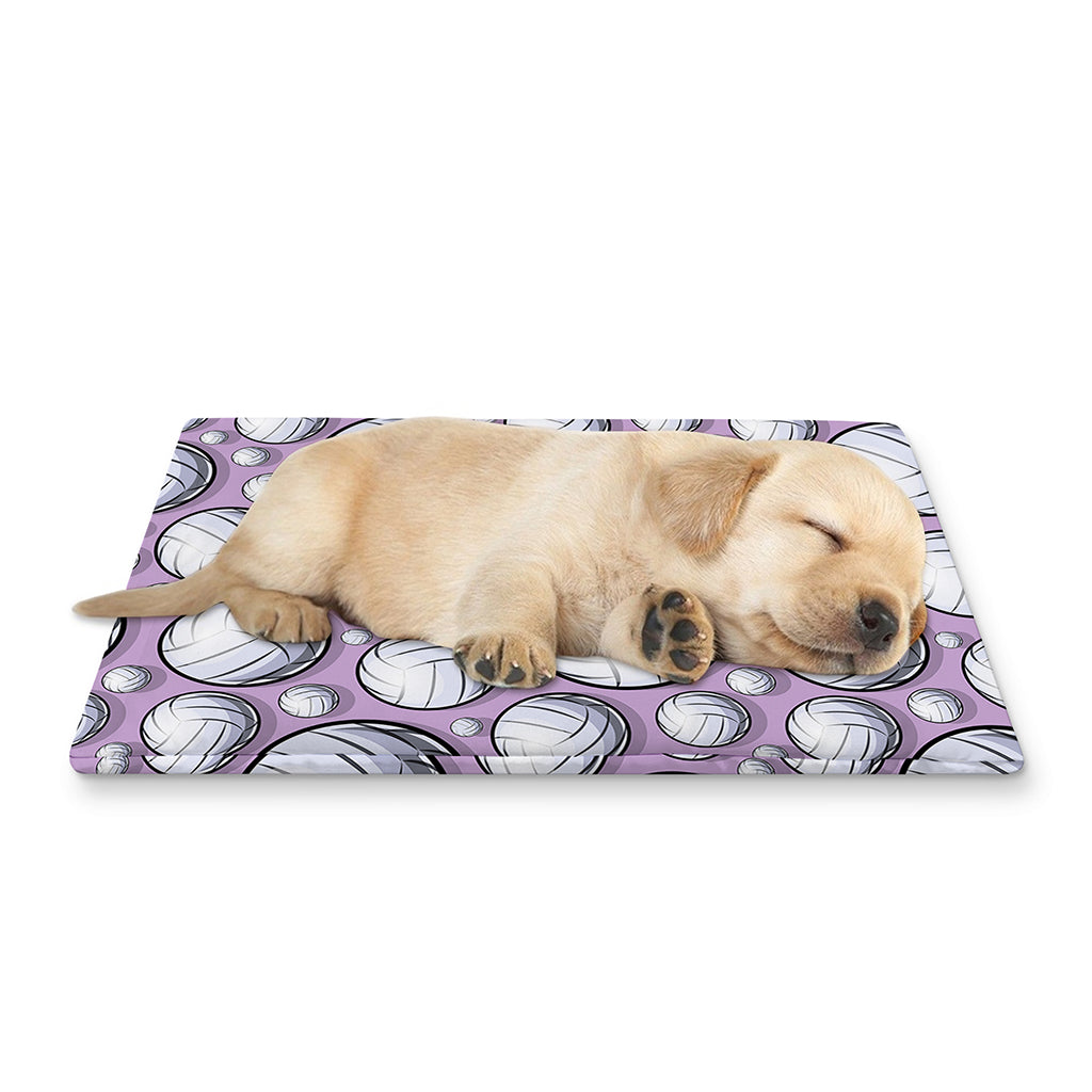 Purple And White Volleyball Print Pet Cooling Mat Cover