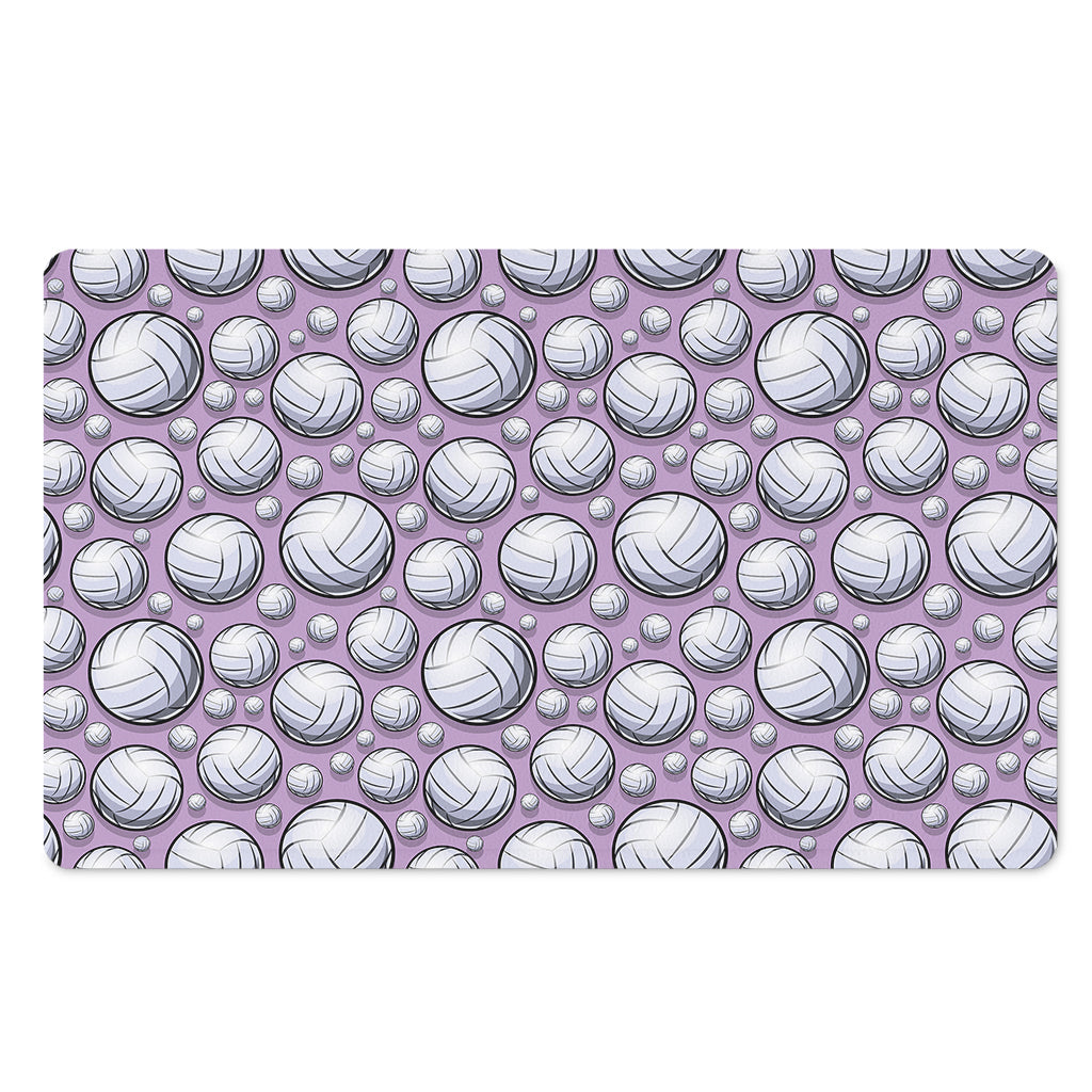 Purple And White Volleyball Print Polyester Doormat