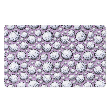 Purple And White Volleyball Print Polyester Doormat