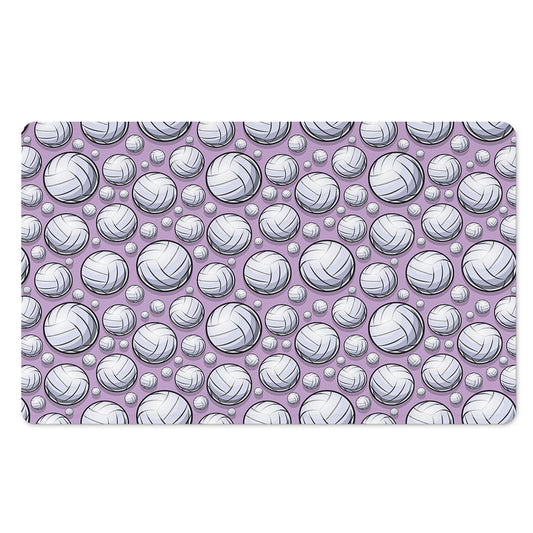 Purple And White Volleyball Print Polyester Doormat