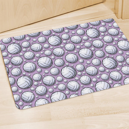 Purple And White Volleyball Print Polyester Doormat