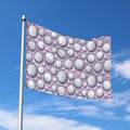 Purple And White Volleyball Print Polyester Flag