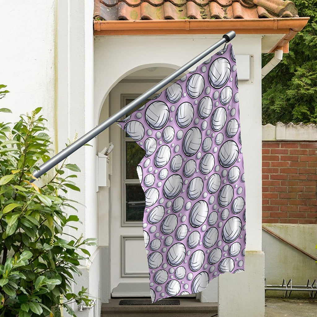 Purple And White Volleyball Print Polyester Flag