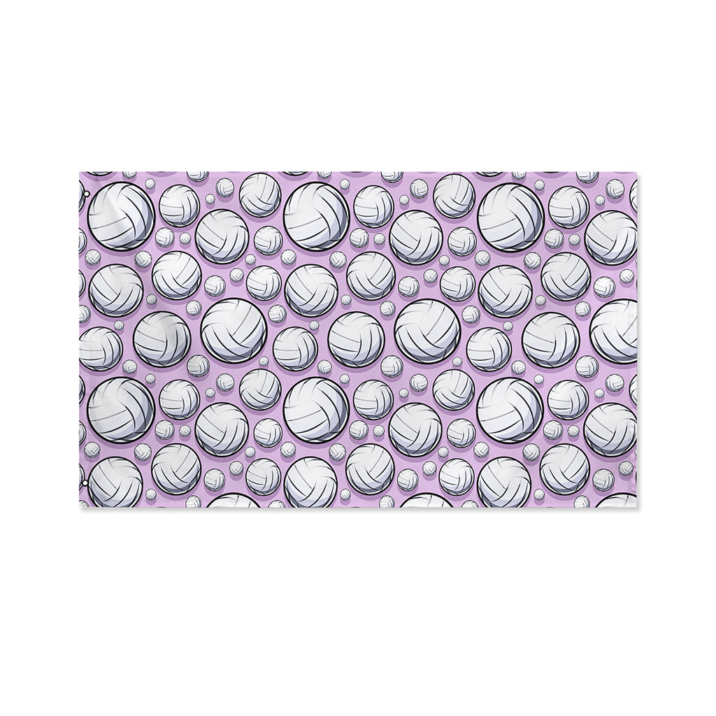 Purple And White Volleyball Print Polyester Flag