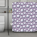 Purple And White Volleyball Print Polyester Shower Curtain
