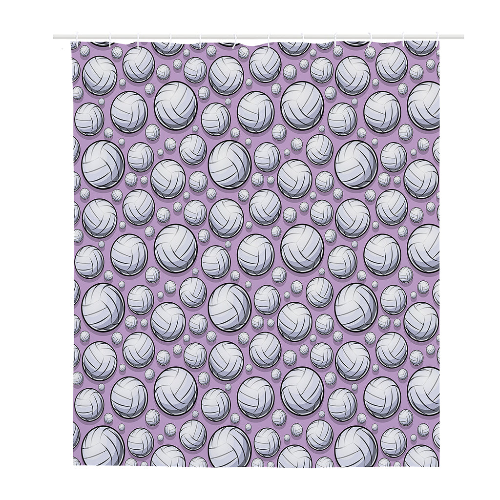 Purple And White Volleyball Print Polyester Shower Curtain