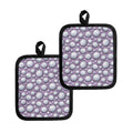 Purple And White Volleyball Print Pot Holders
