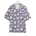 Purple And White Volleyball Print Rayon Hawaiian Shirt