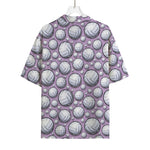 Purple And White Volleyball Print Rayon Hawaiian Shirt