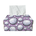 Purple And White Volleyball Print Rectangle Tissue Box Cover