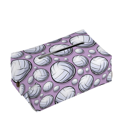 Purple And White Volleyball Print Rectangle Tissue Box Cover