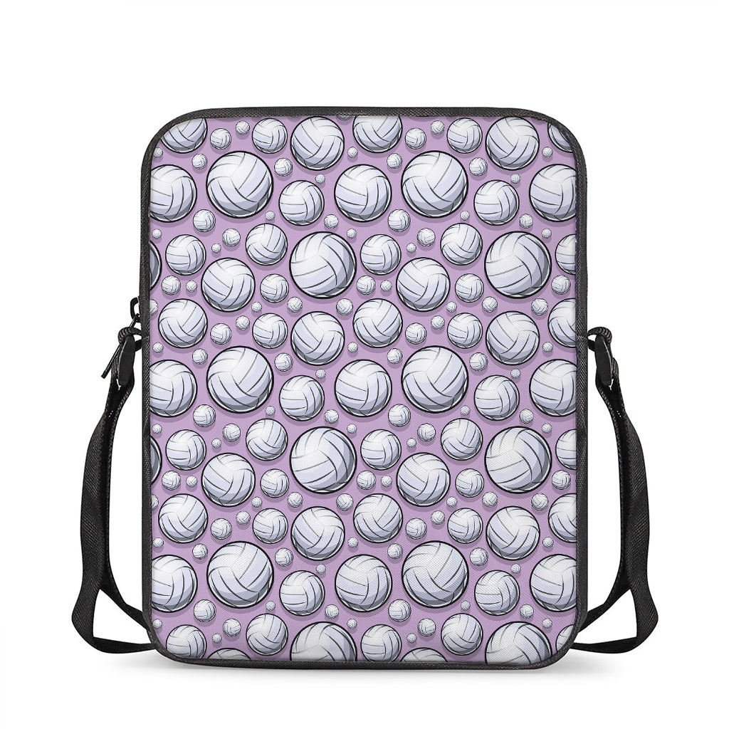 Purple And White Volleyball Print Rectangular Crossbody Bag