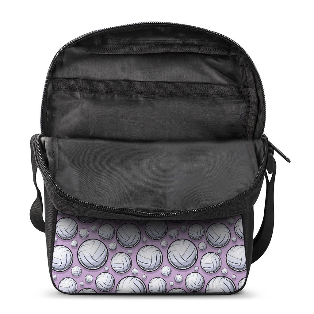 Purple And White Volleyball Print Rectangular Crossbody Bag