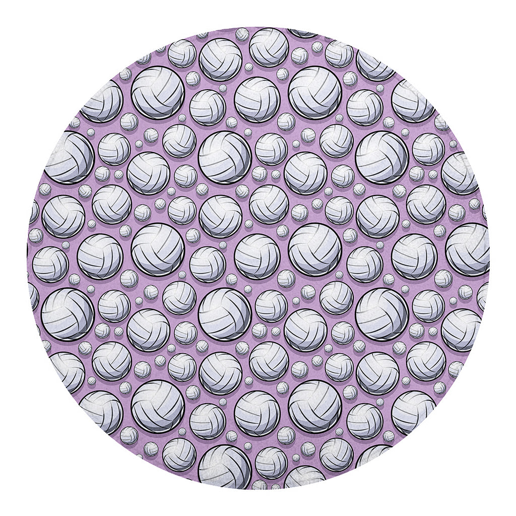 Purple And White Volleyball Print Round Blanket