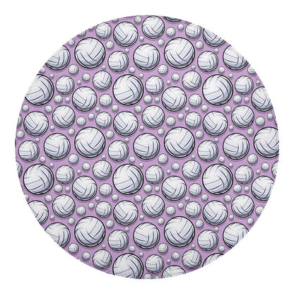 Purple And White Volleyball Print Round Blanket