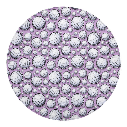 Purple And White Volleyball Print Round Blanket