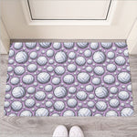 Purple And White Volleyball Print Rubber Doormat