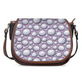 Purple And White Volleyball Print Saddle Bag