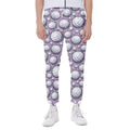 Purple And White Volleyball Print Joggers