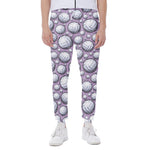 Purple And White Volleyball Print Scuba Joggers