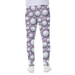 Purple And White Volleyball Print Scuba Joggers