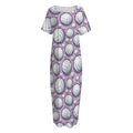 Purple And White Volleyball Print Short Sleeve Long Nightdress