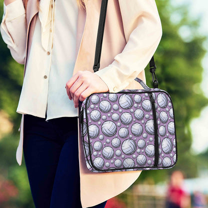 Purple And White Volleyball Print Shoulder Strap Bible Bag