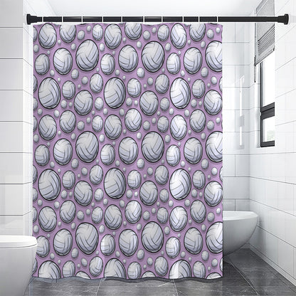 Purple And White Volleyball Print Shower Curtain