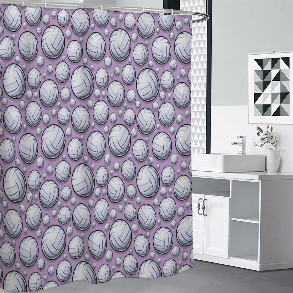 Purple And White Volleyball Print Shower Curtain