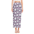 Purple And White Volleyball Print Side Slit Maxi Skirt
