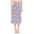 Purple And White Volleyball Print Side Slit Midi Skirt