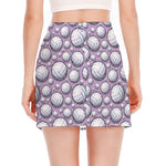 Purple And White Volleyball Print Side Slit Mini Skirt