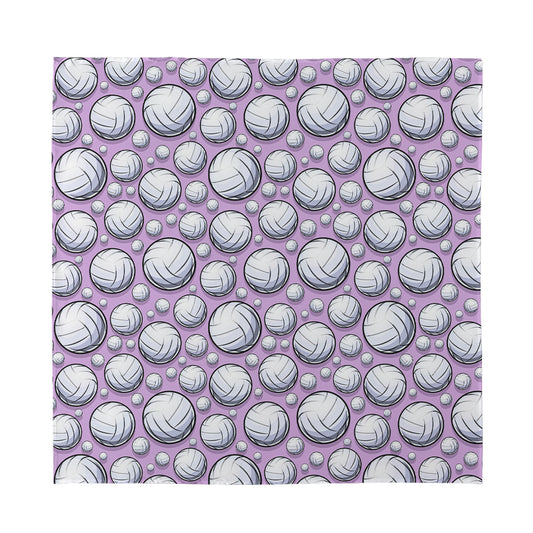 Purple And White Volleyball Print Silk Bandana