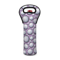 Purple And White Volleyball Print Single Neoprene Wine Tote