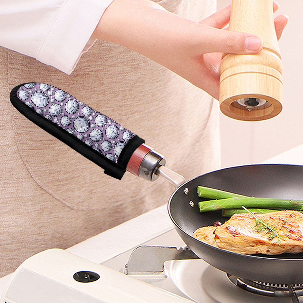Purple And White Volleyball Print Skillet Handle Cover