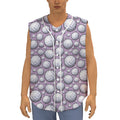 Purple And White Volleyball Print Sleeveless Baseball Jersey