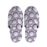 Purple And White Volleyball Print Slippers
