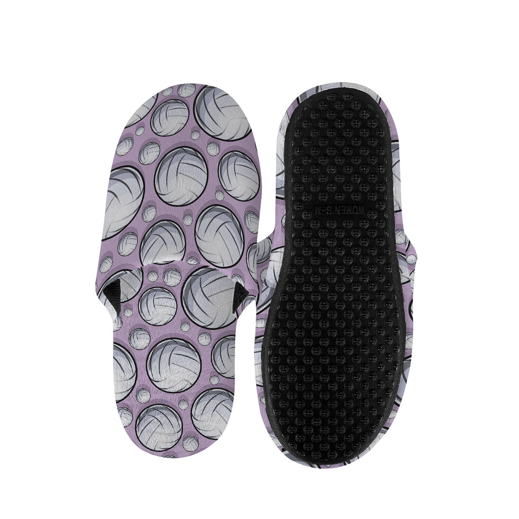 Purple And White Volleyball Print Slippers